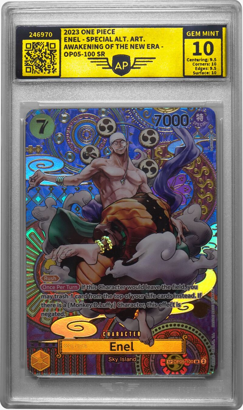 Door AP Grading gegradede One Piece-verzamelkaart ‘Enel’ (Special Alt Art) in AP-slab – topgrade GEM MINT 10